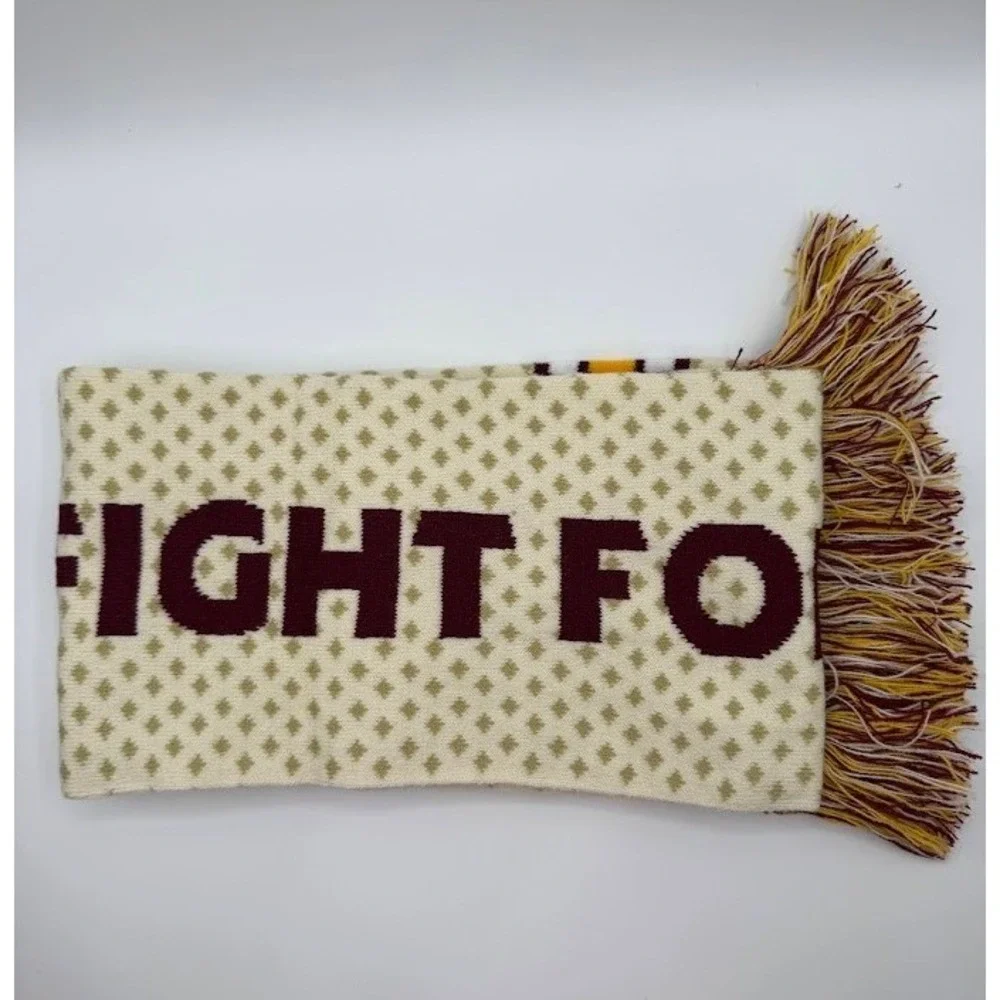 Washington Commanders Football Knit Fringe Scarf Burgundy Gold White Cream NCFU